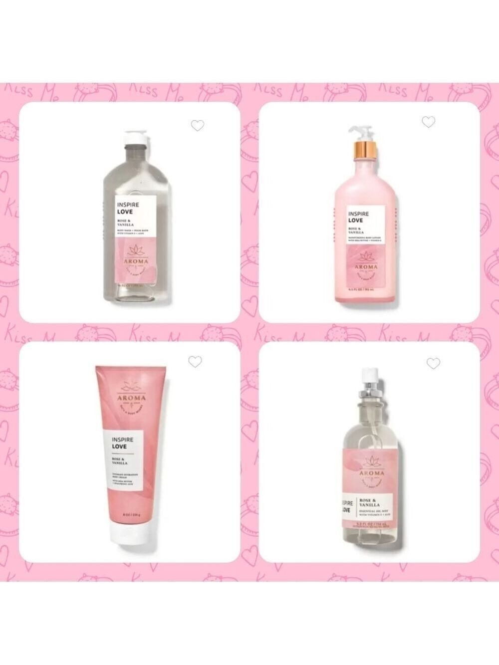 ROSE VANILLA "LOVE" AROMA BATH AND BODY BUNDLE